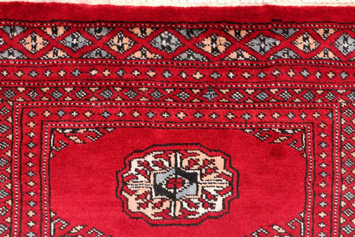 Red Pakistani Bokhara Rug 2' x 6'3" Hand-Knotted | No. QA56377