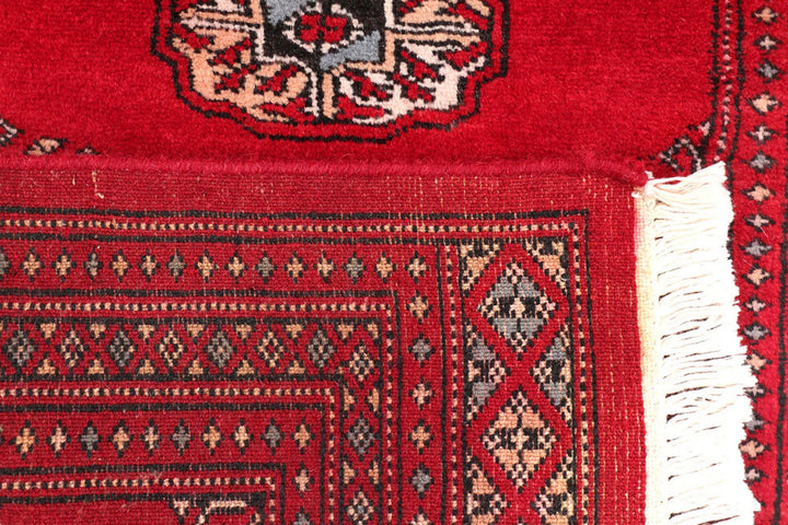 Red Pakistani Bokhara Rug 2' x 6'3" Hand-Knotted | No. QA56377
