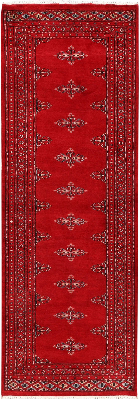 Dark Red Pakistani Butterfly Rug 2' 1" x 6' Hand-Knotted | No. QA56492