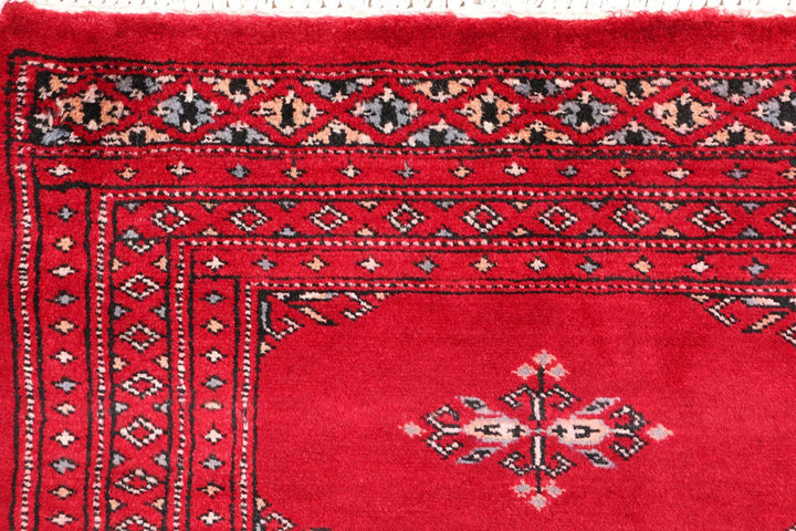 Dark Red Pakistani Butterfly Rug 2' 1" x 6' Hand-Knotted | No. QA56492