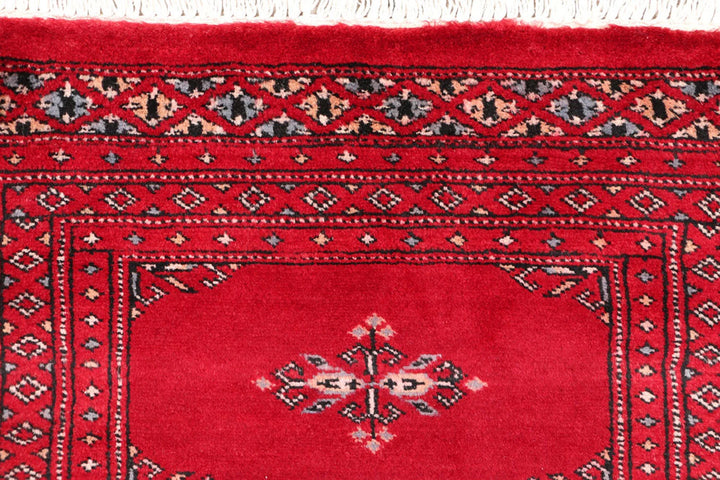 Dark Red Pakistani Butterfly Rug 2' 1" x 6' Hand-Knotted | No. QA56492
