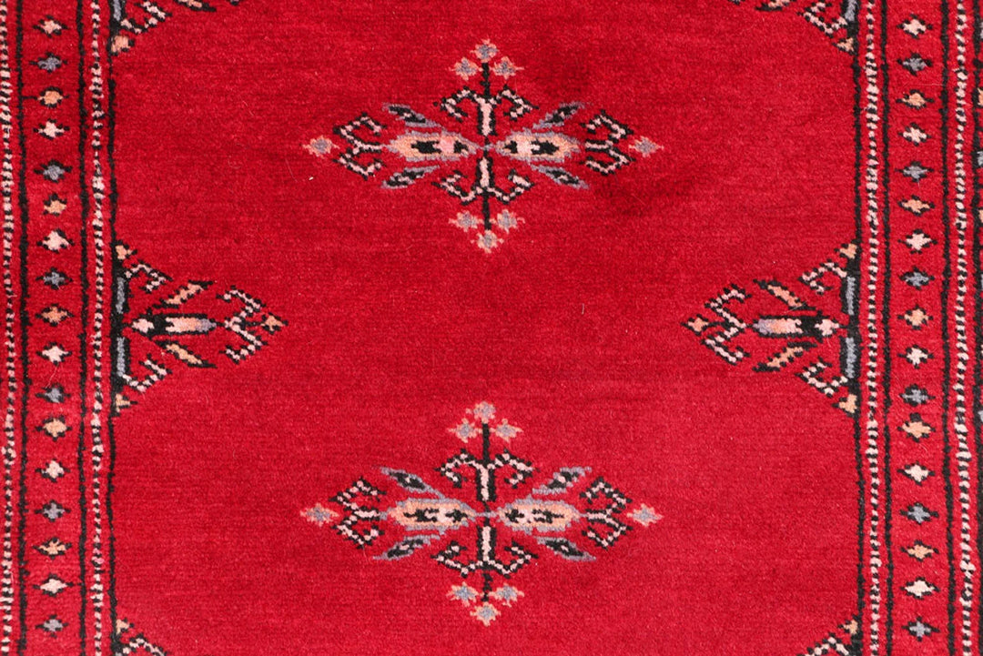 Dark Red Pakistani Butterfly Rug 2' 1" x 6' Hand-Knotted | No. QA56492