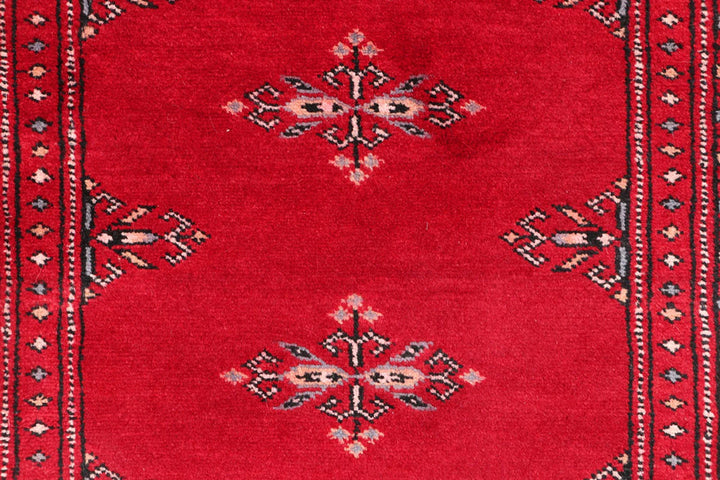 Dark Red Pakistani Butterfly Rug 2' 1" x 6' Hand-Knotted | No. QA56492
