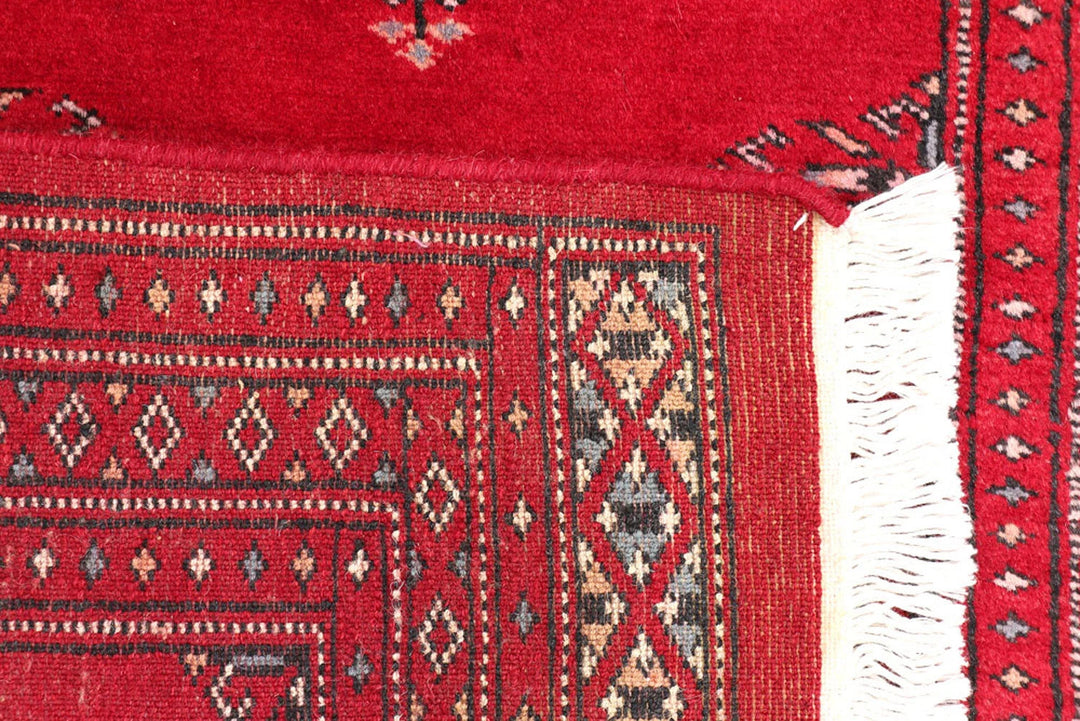 Dark Red Pakistani Butterfly Rug 2' 1" x 6' Hand-Knotted | No. QA56492