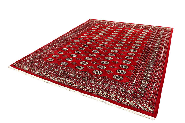 Firebrick Red Pakistani Bokhara Rug 8' x 9'10" Hand-Knotted | No. QA56510