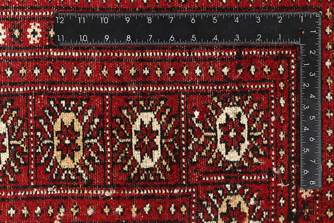 Firebrick Red Pakistani Bokhara Rug 8' x 9'10" Hand-Knotted | No. QA56510
