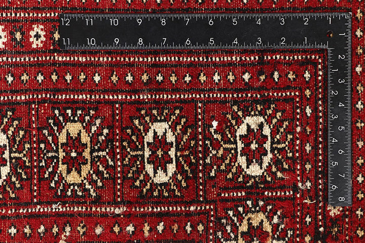 Firebrick Red Pakistani Bokhara Rug 8' x 9'10" Hand-Knotted | No. QA56510