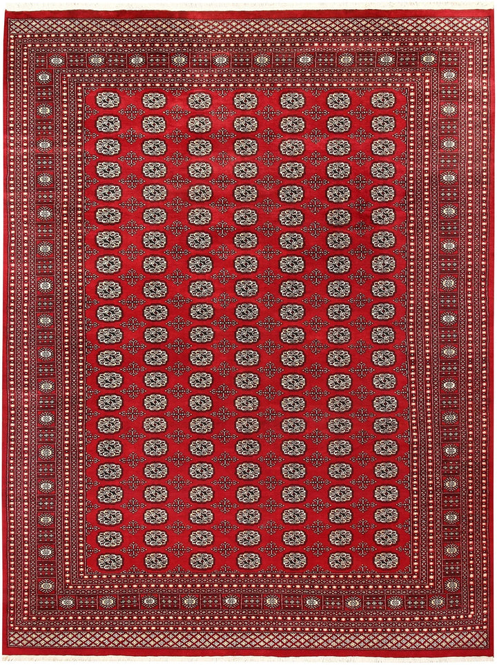 Red Pakistani Bokhara Rug 9' x 11' 11" Hand-Knotted | No. QA56622