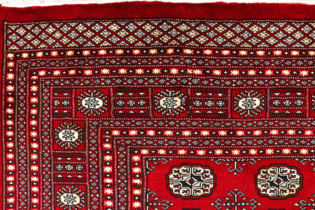 Red Pakistani Bokhara Rug 9' x 11' 11" Hand-Knotted | No. QA56622