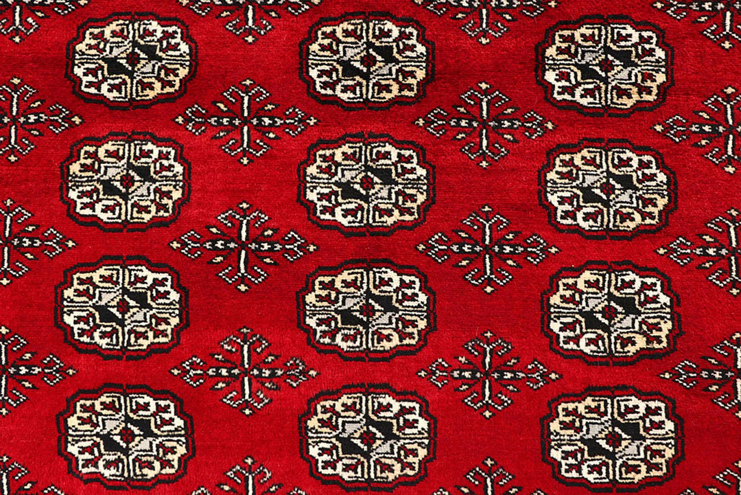 Red Pakistani Bokhara Rug 9' x 11' 11" Hand-Knotted | No. QA56622