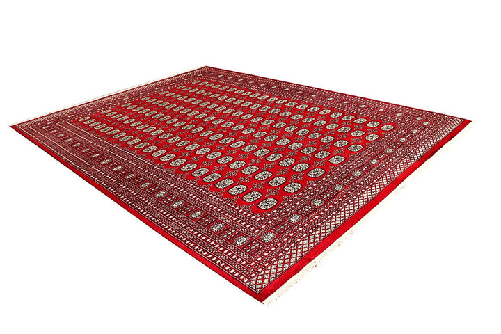 Red Pakistani Bokhara Rug 9' x 11' 11" Hand-Knotted | No. QA56622