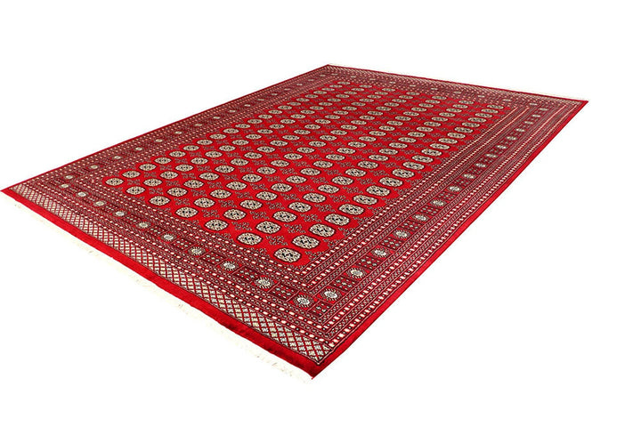 Red Pakistani Bokhara Rug 9' x 11' 11" Hand-Knotted | No. QA56622