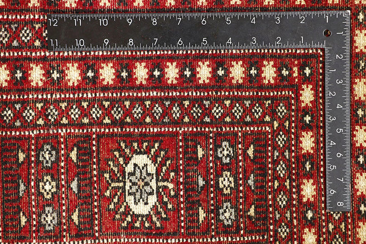 Red Pakistani Bokhara Rug 9' x 11' 11" Hand-Knotted | No. QA56622