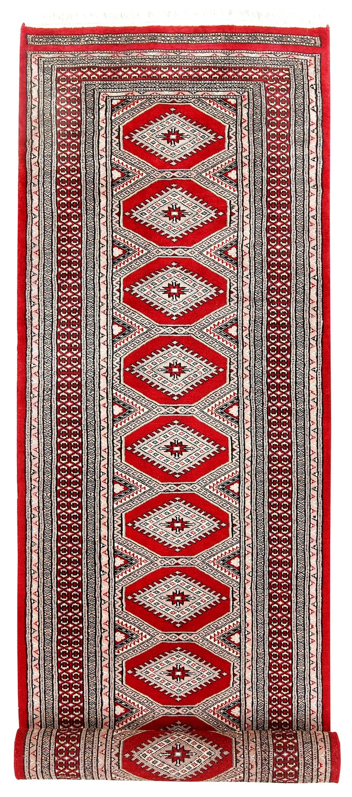 Red Pakistani Jaldar Rug 2' 7" x 10' Hand-Knotted | No. QA56638