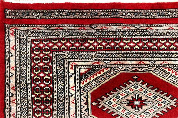 Red Pakistani Jaldar Rug 2' 7" x 10' Hand-Knotted | No. QA56638