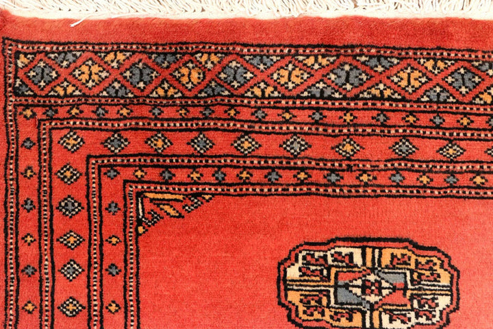 Salmon Pakistani Bokhara Rug 2'7" x 8'6" Hand-Knotted | No. QA56663