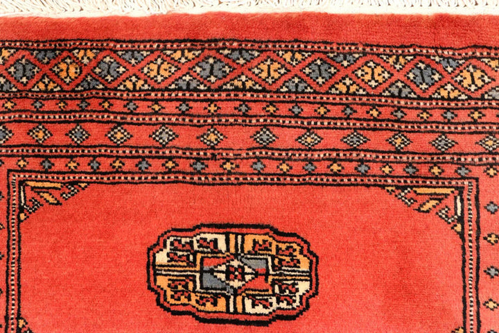 Salmon Pakistani Bokhara Rug 2'7" x 8'6" Hand-Knotted | No. QA56663