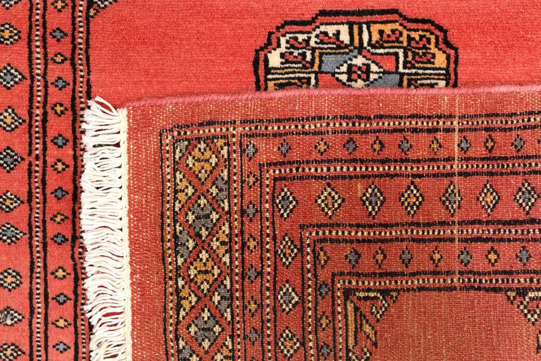 Salmon Pakistani Bokhara Rug 2'7" x 8'6" Hand-Knotted | No. QA56663