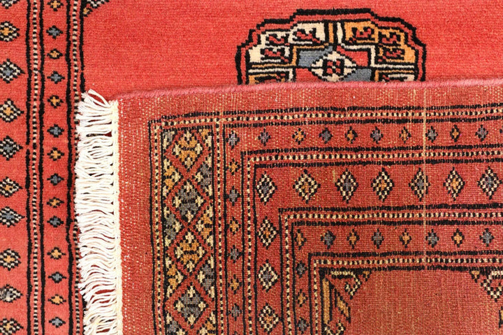Salmon Pakistani Bokhara Rug 2'7" x 8'6" Hand-Knotted | No. QA56663