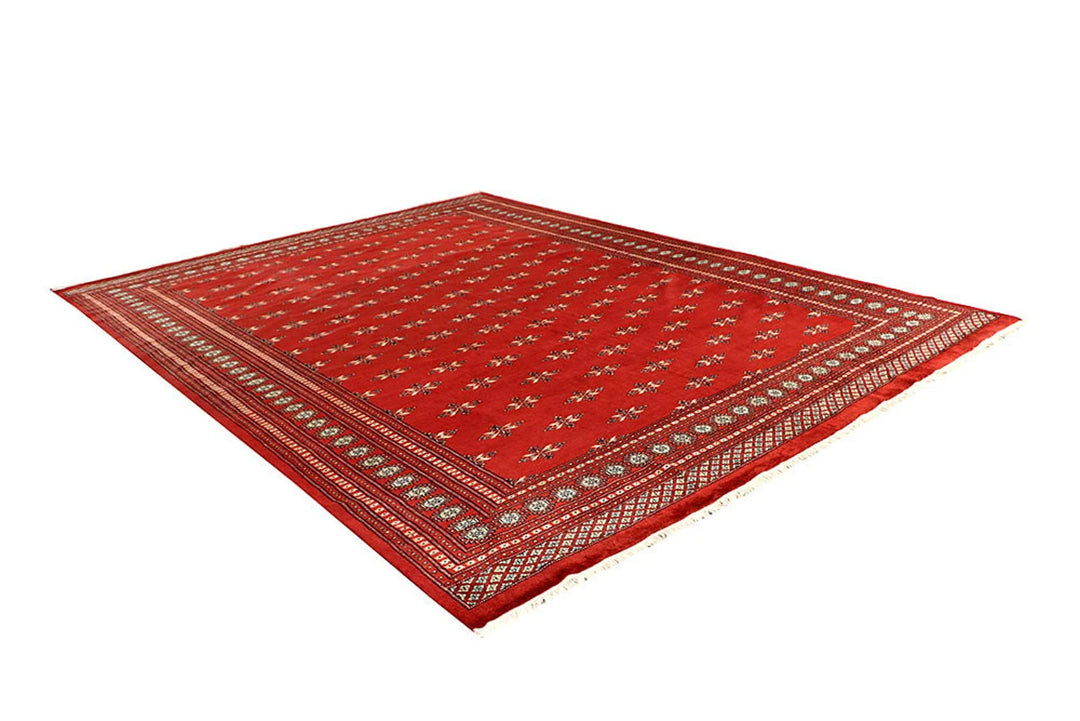 Firebrick Red Pakistani Butterfly Rug 9' x 12' Hand-Knotted | No. QA56691