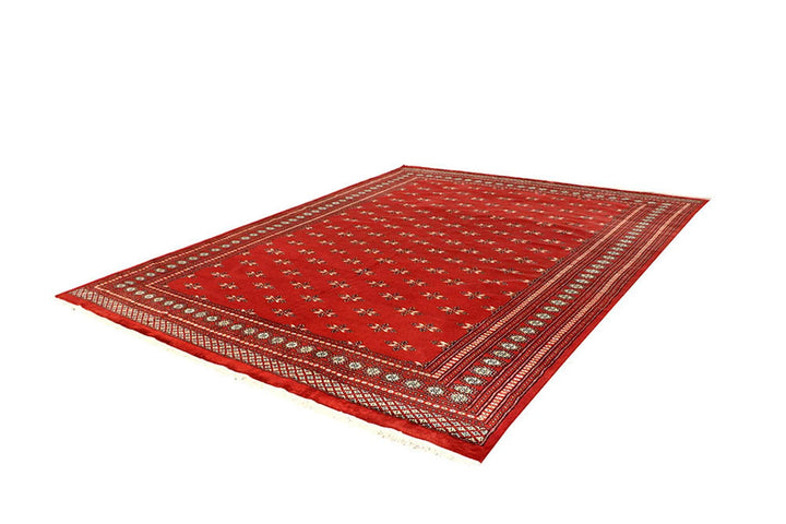 Firebrick Red Pakistani Butterfly Rug 9' x 12' Hand-Knotted | No. QA56691