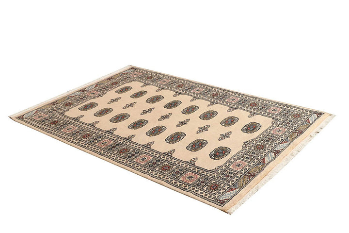 Brown Pakistani Bokhara Rug 4' 2" x 6' 2" Hand-Knotted | No. QA56832