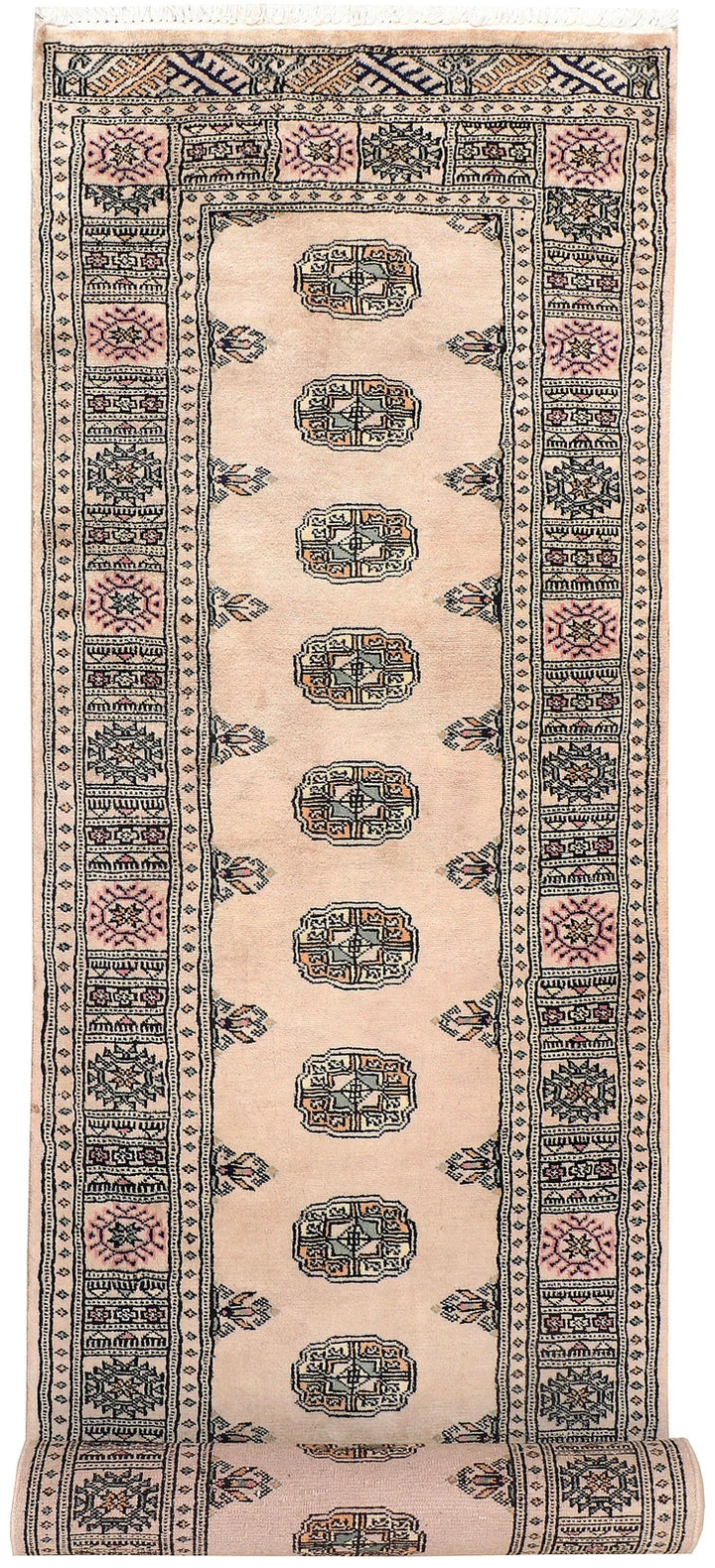 Brown Pakistani Bokhara Rug 2' 6" x 10' 2" Hand-Knotted | No. QA57059
