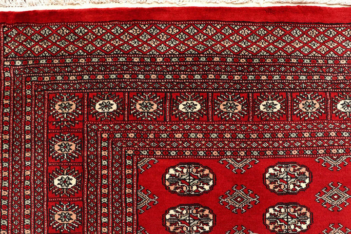 Firebrick Red Pakistani Bokhara Rug 7' 11" x 9' 7" Hand-Knotted | No. QA57155