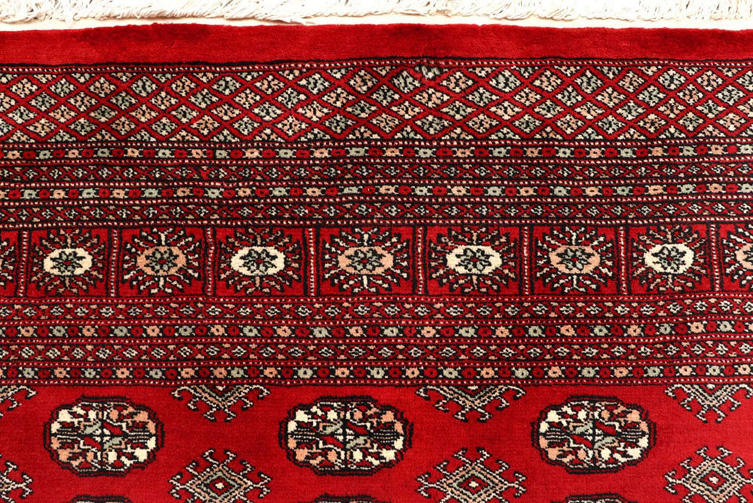 Firebrick Red Pakistani Bokhara Rug 7' 11" x 9' 7" Hand-Knotted | No. QA57155