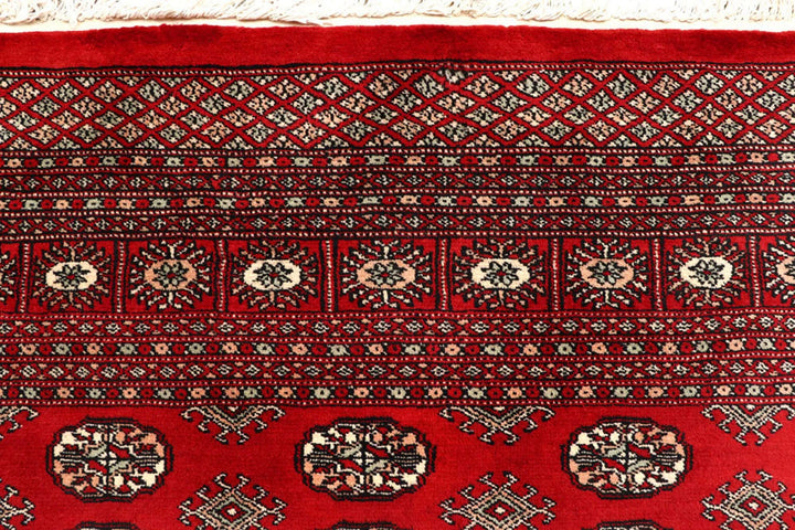 Firebrick Red Pakistani Bokhara Rug 7' 11" x 9' 7" Hand-Knotted | No. QA57155