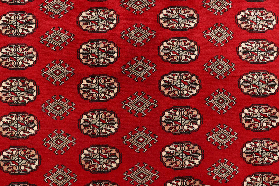 Firebrick Red Pakistani Bokhara Rug 7' 11" x 9' 7" Hand-Knotted | No. QA57155