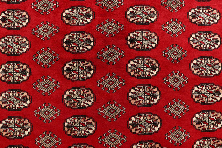 Firebrick Red Pakistani Bokhara Rug 7' 11" x 9' 7" Hand-Knotted | No. QA57155
