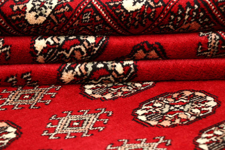 Firebrick Red Pakistani Bokhara Rug 7' 11" x 9' 7" Hand-Knotted | No. QA57155