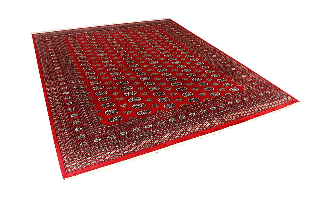 Firebrick Red Pakistani Bokhara Rug 7' 11" x 9' 7" Hand-Knotted | No. QA57155