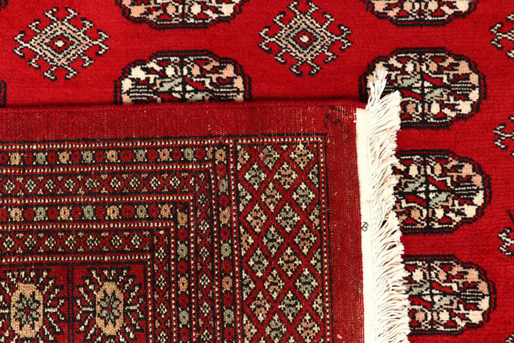 Firebrick Red Pakistani Bokhara Rug 7' 11" x 9' 7" Hand-Knotted | No. QA57155