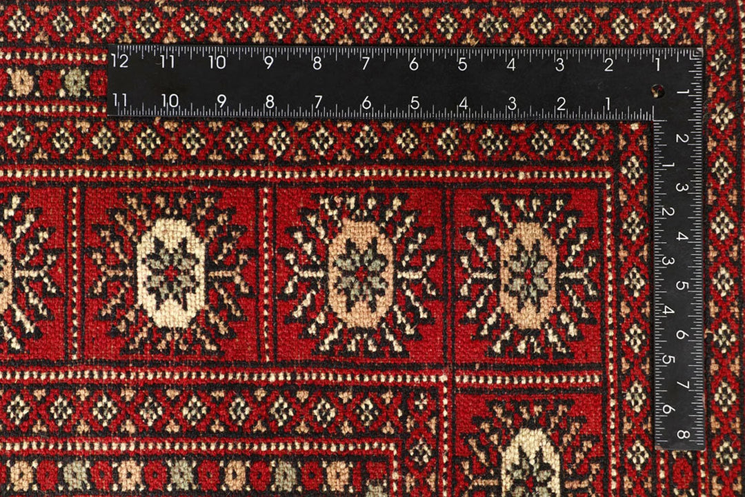 Firebrick Red Pakistani Bokhara Rug 7' 11" x 9' 7" Hand-Knotted | No. QA57155