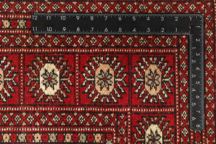 Firebrick Red Pakistani Bokhara Rug 7' 11" x 9' 7" Hand-Knotted | No. QA57155
