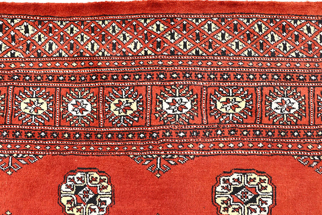 Tomato Pakistani Bokhara Rug 5' 7" x 8' 2" Hand-Knotted | No. QA57175