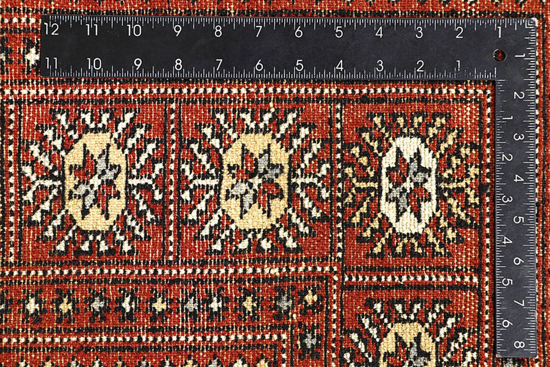 Tomato Pakistani Bokhara Rug 5' 7" x 8' 2" Hand-Knotted | No. QA57175