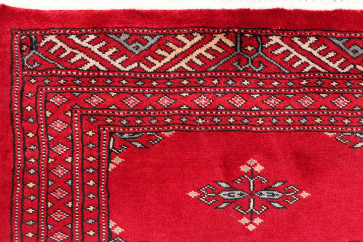 Dark Red Pakistani Butterfly Rug 2' 2" x 6' 3" Hand-Knotted | No. QA57256