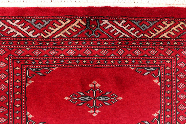 Dark Red Pakistani Butterfly Rug 2' 2" x 6' 3" Hand-Knotted | No. QA57256