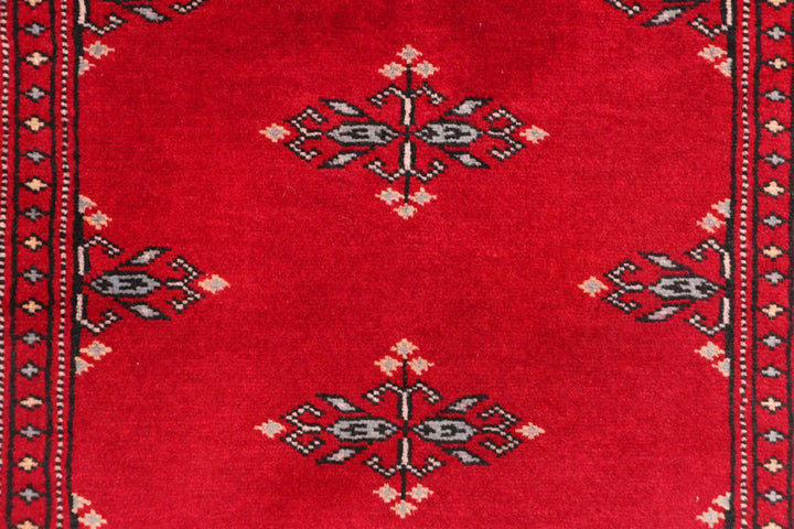 Dark Red Pakistani Butterfly Rug 2' 2" x 6' 3" Hand-Knotted | No. QA57256
