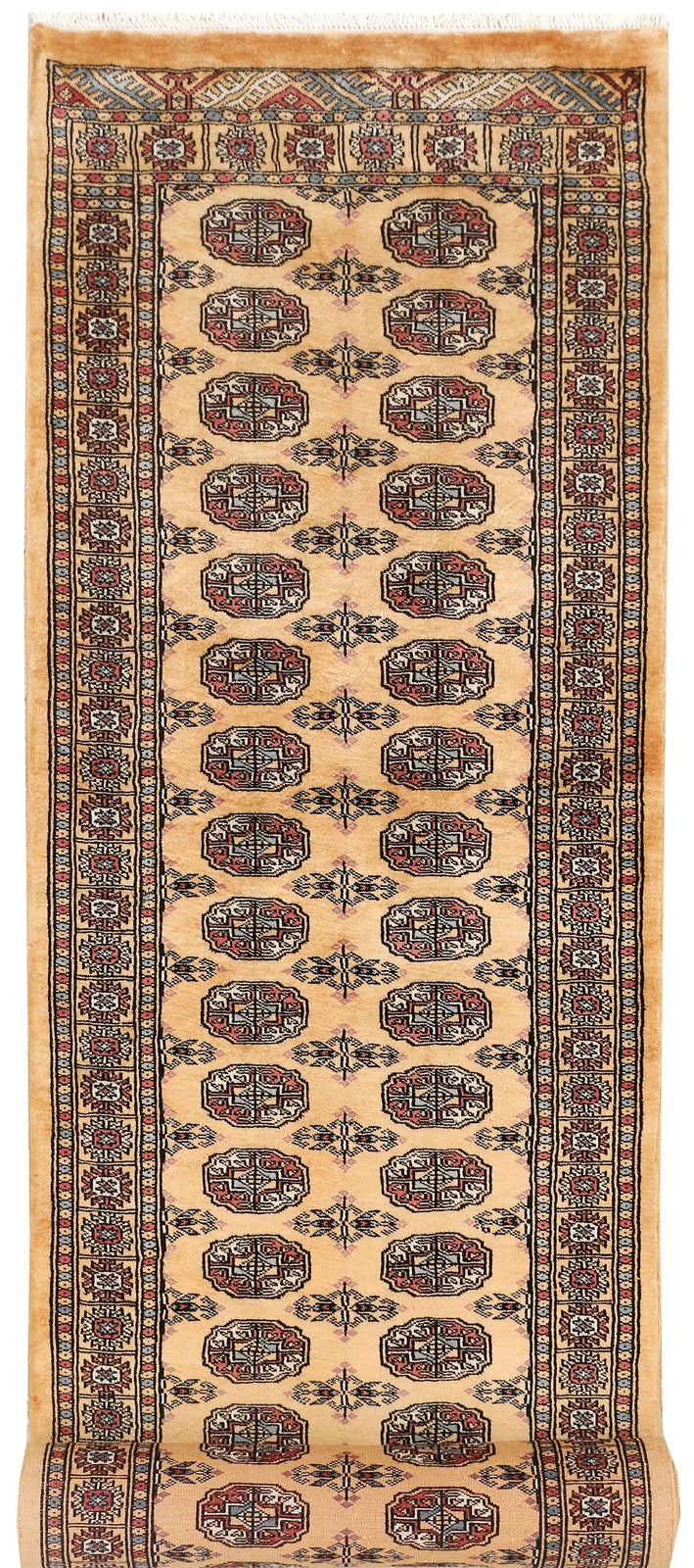 Yellow Pakistani Bokhara Rug 2' 7" x 12' 2" Hand-Knotted | No. QA57360