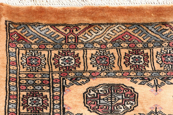 Yellow Pakistani Bokhara Rug 2' 7" x 12' 2" Hand-Knotted | No. QA57360