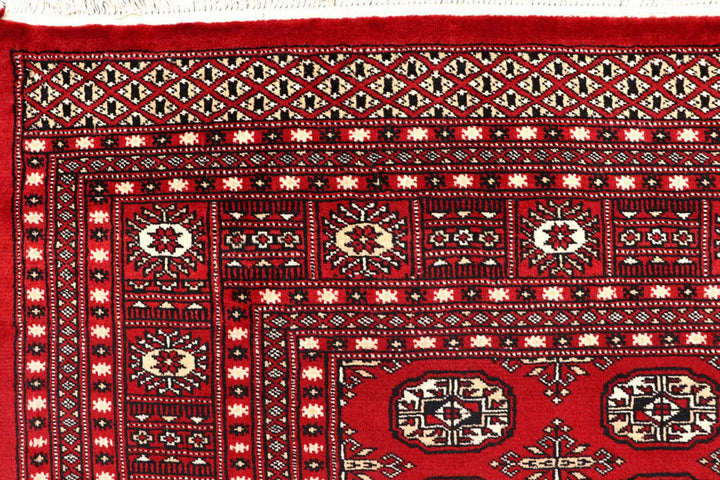 Firebrick Red Pakistani Bokhara Rug 7' 11" x 10' 2" Hand-Knotted | No. QA57498