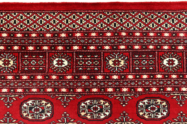 Firebrick Red Pakistani Bokhara Rug 7' 11" x 10' 2" Hand-Knotted | No. QA57498