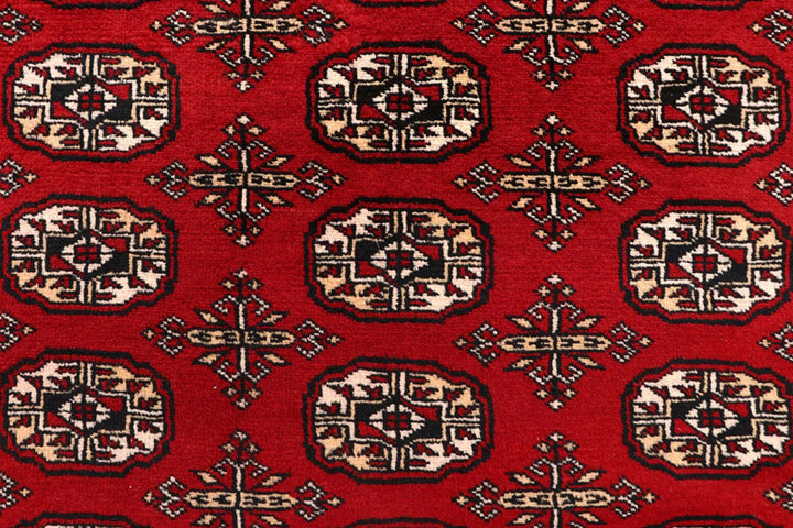 Firebrick Red Pakistani Bokhara Rug 7' 11" x 10' 2" Hand-Knotted | No. QA57498