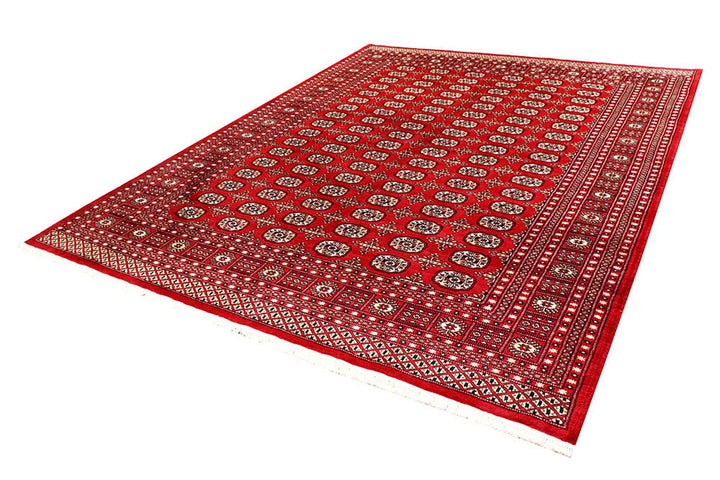 Firebrick Red Pakistani Bokhara Rug 7' 11" x 10' 2" Hand-Knotted | No. QA57498
