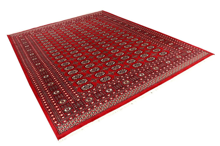 Firebrick Red Pakistani Bokhara Rug 7' 11" x 10' 2" Hand-Knotted | No. QA57498