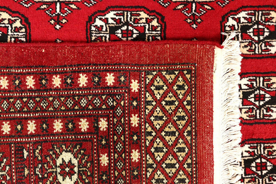 Firebrick Red Pakistani Bokhara Rug 7' 11" x 10' 2" Hand-Knotted | No. QA57498